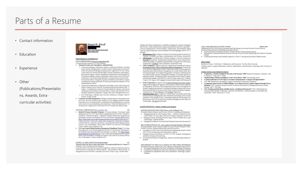 parts of a resume