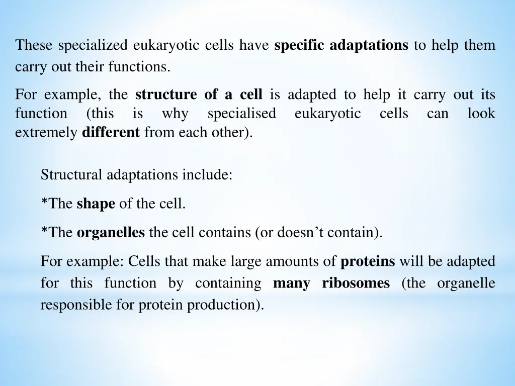 these specialized eukaryotic cells have specific