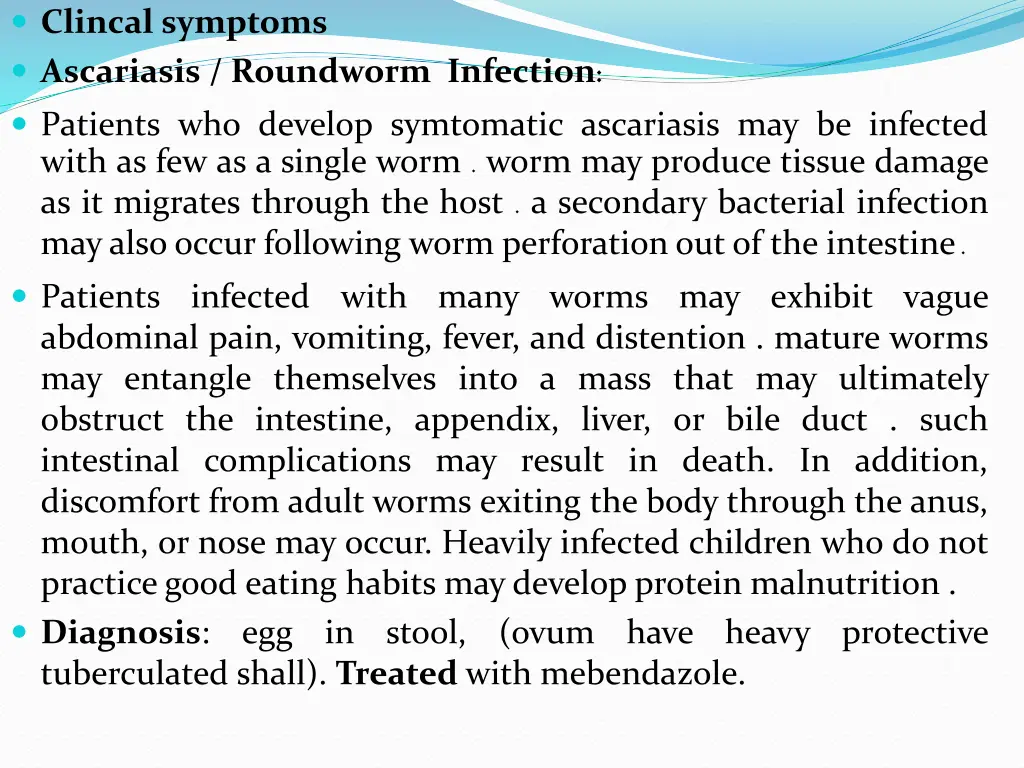 clincal symptoms ascariasis roundworm infection