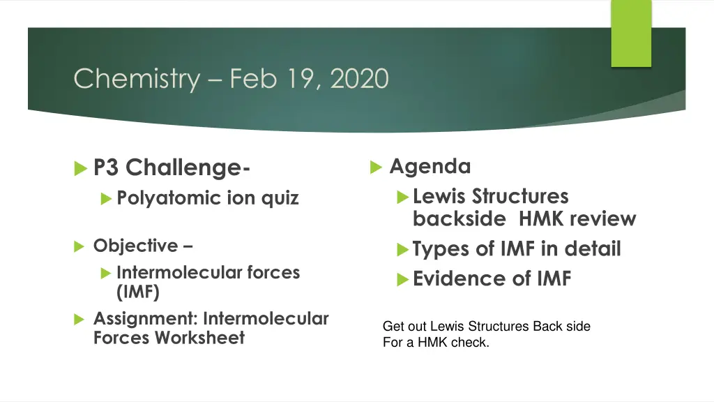 chemistry feb 19 2020