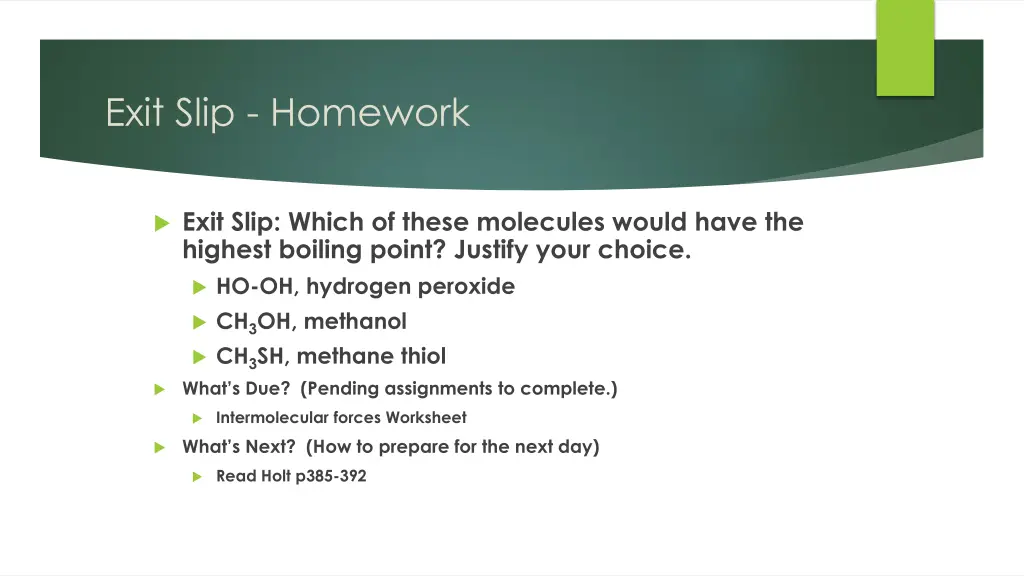 exit slip homework