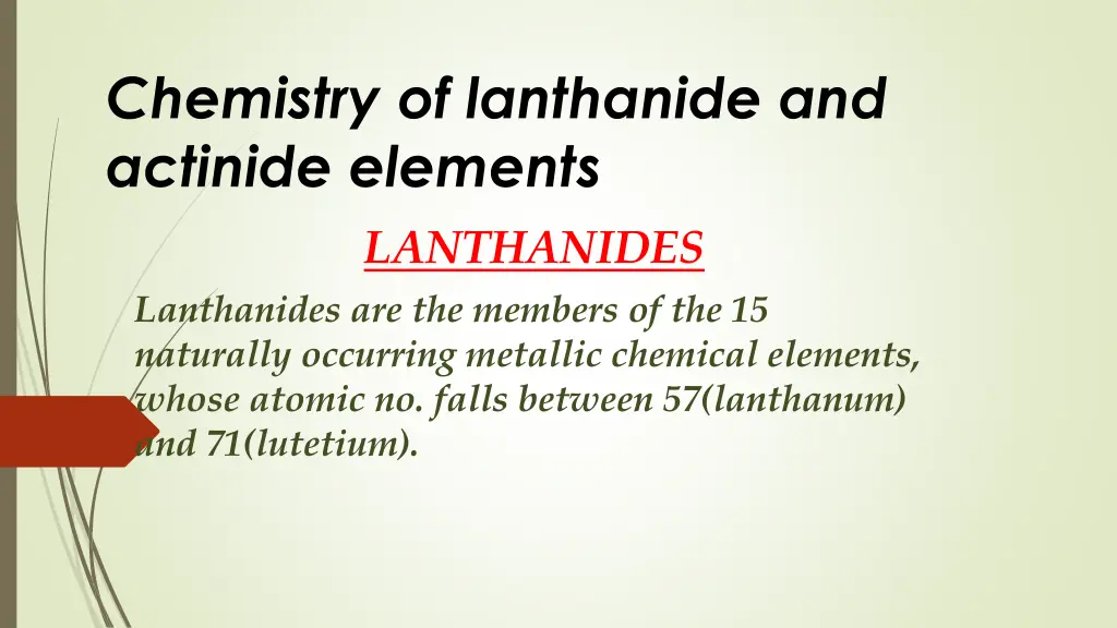 chemistry of lanthanide and actinide elements