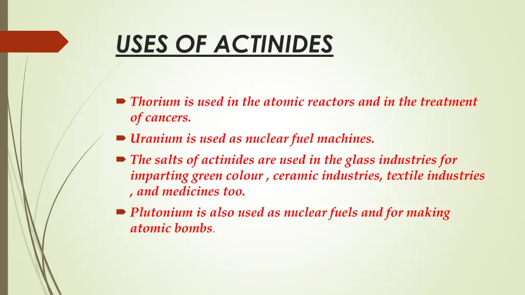 uses of actinides