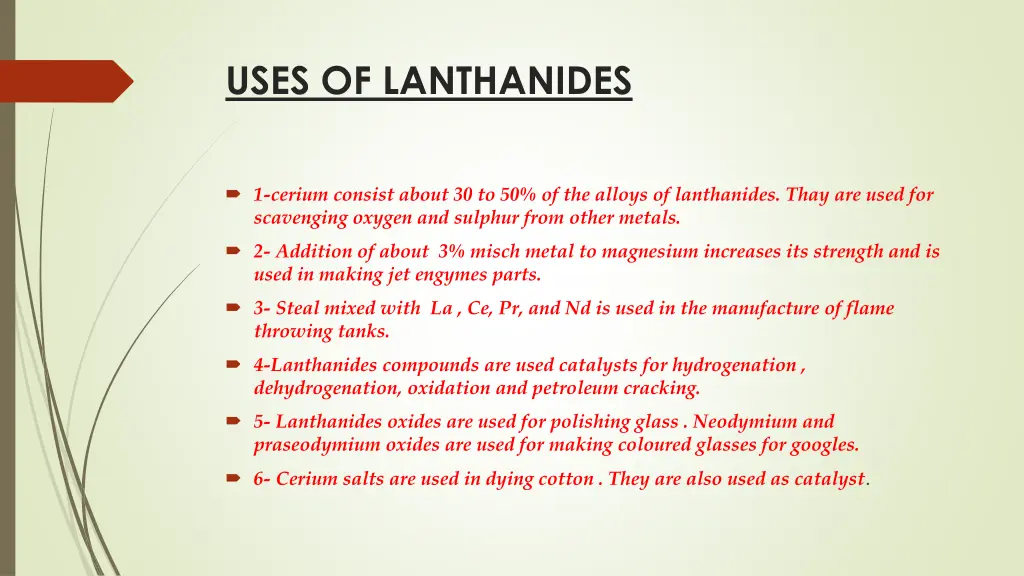 uses of lanthanides