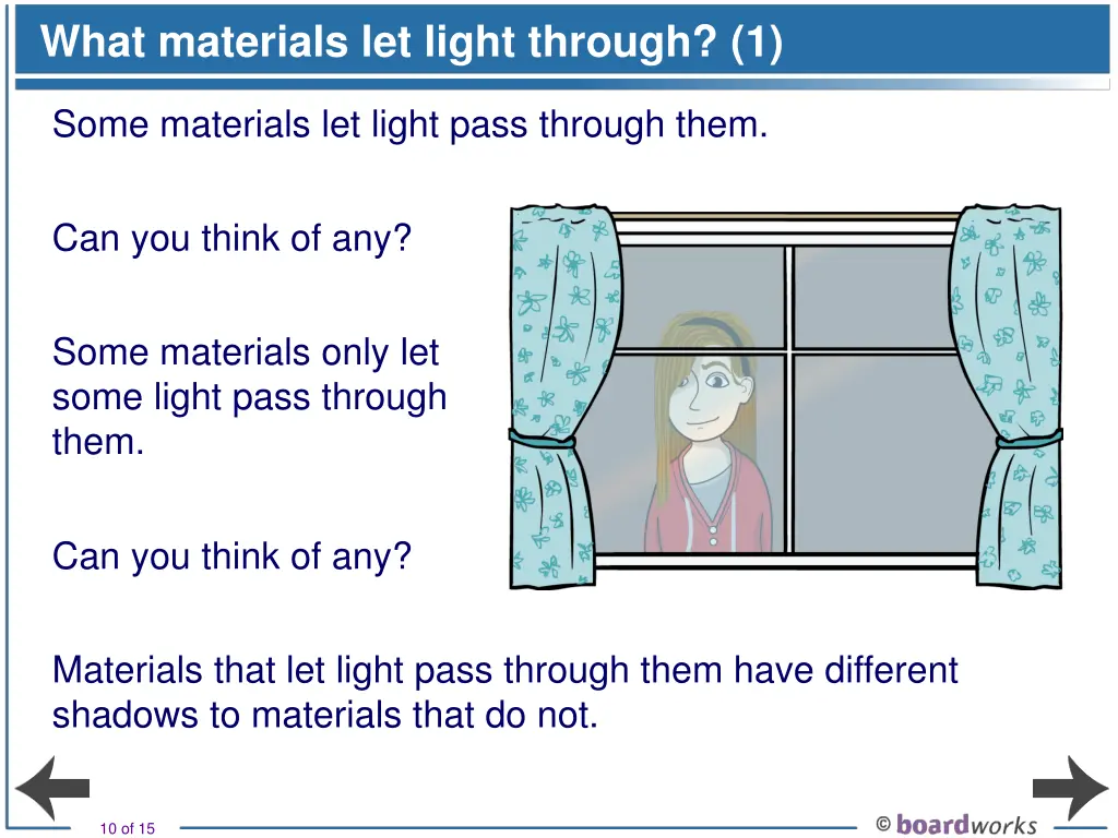 what materials let light through 1
