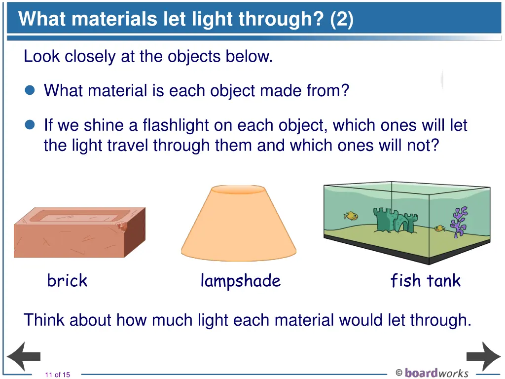 what materials let light through 2