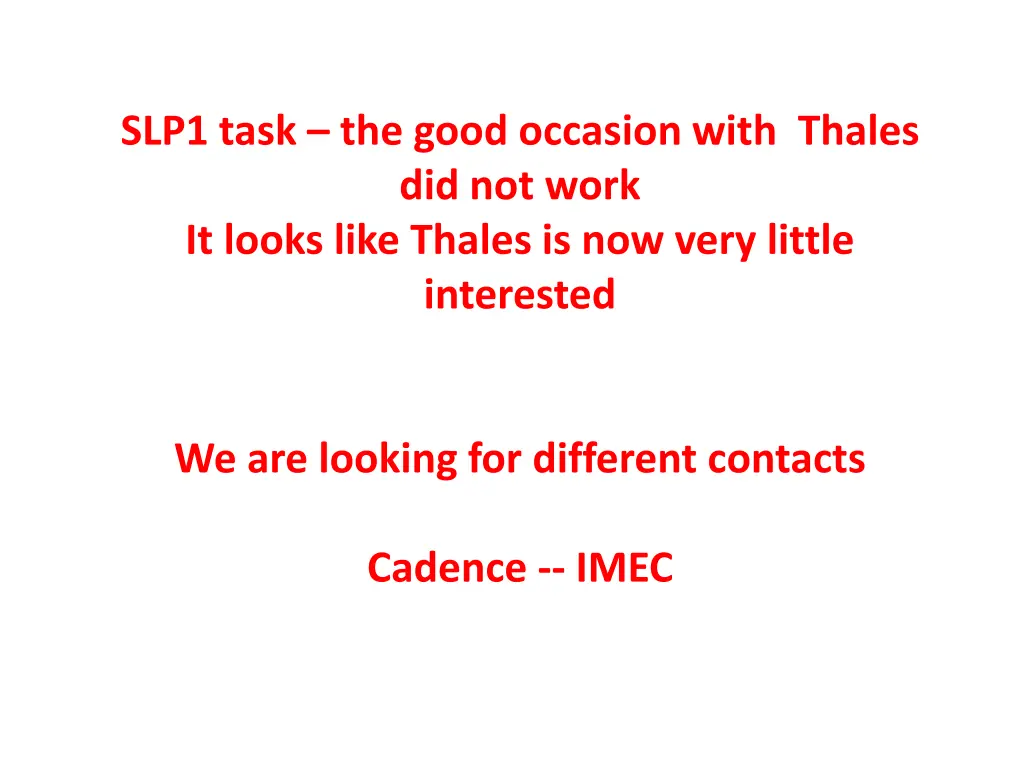 slp1 task the good occasion with thales