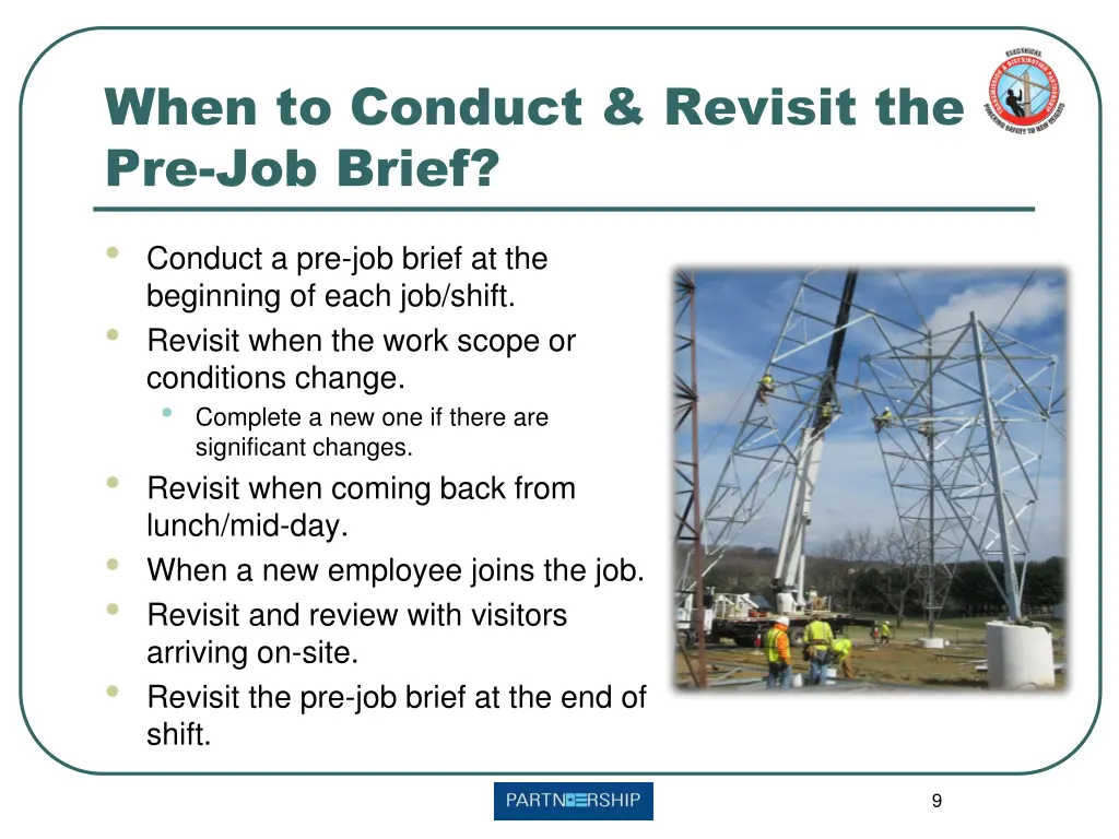 when to conduct revisit the pre job brief
