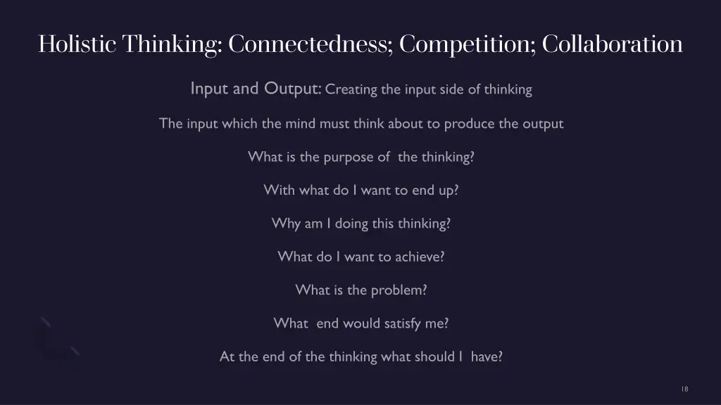 holistic thinking connectedness competition