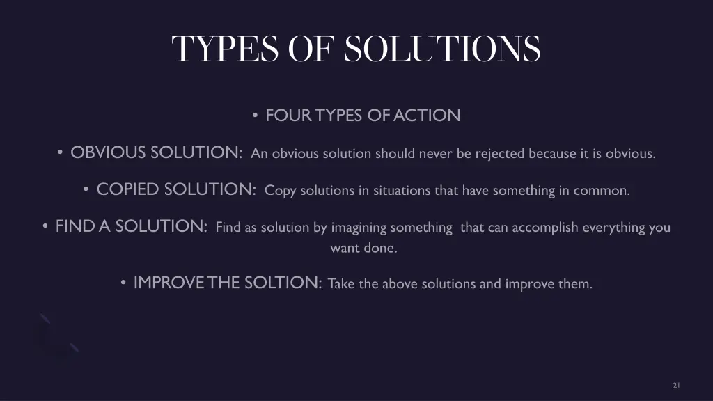 types of solutions