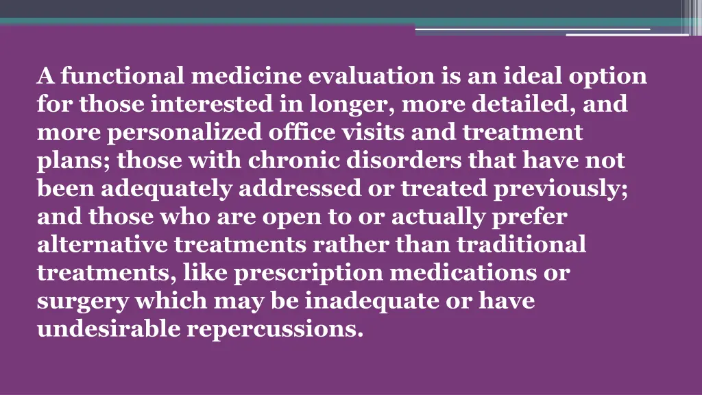 a functional medicine evaluation is an ideal
