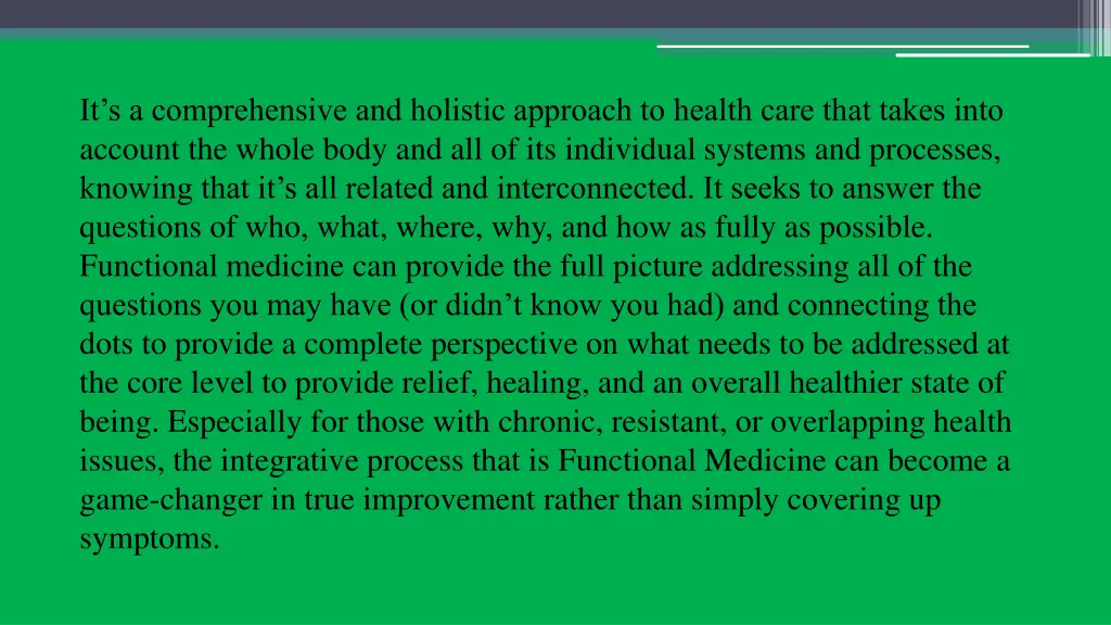 it s a comprehensive and holistic approach
