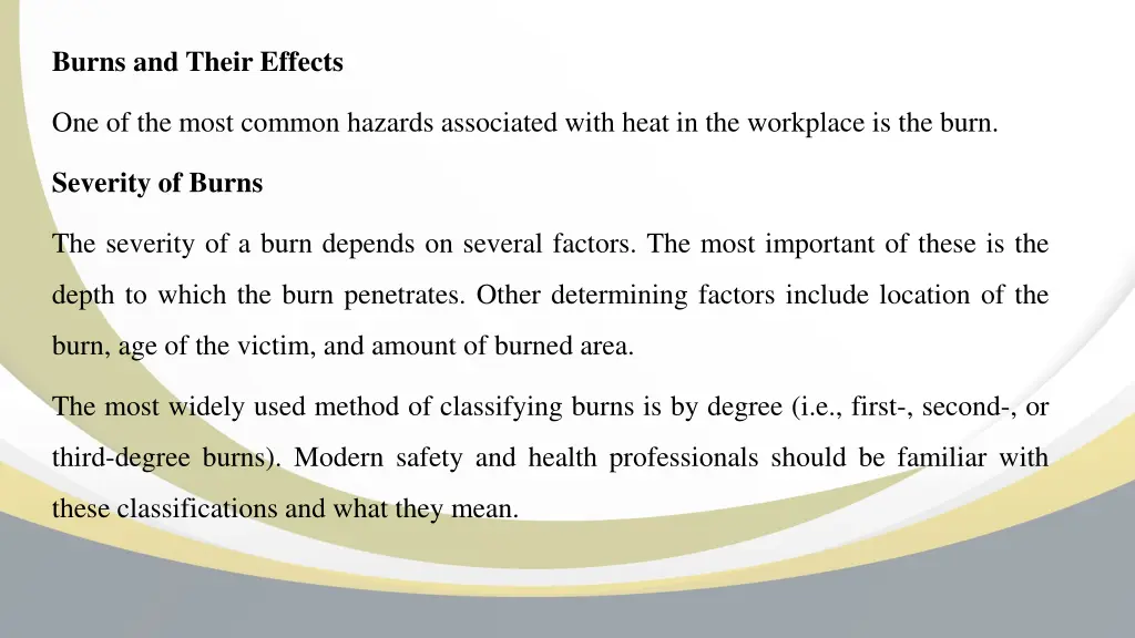 burns and their effects