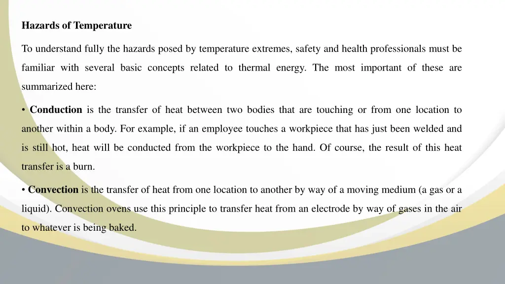 hazards of temperature
