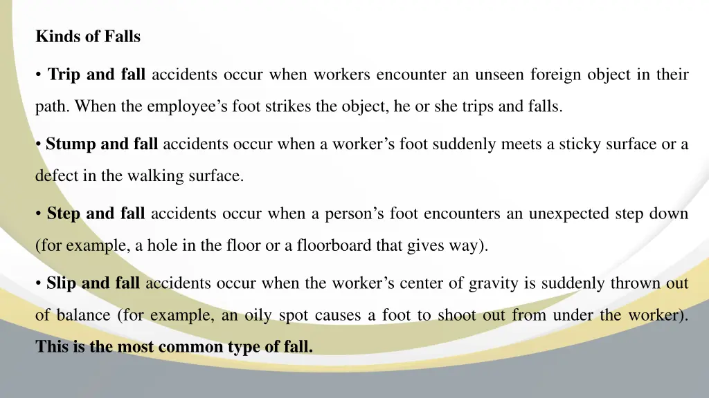 kinds of falls