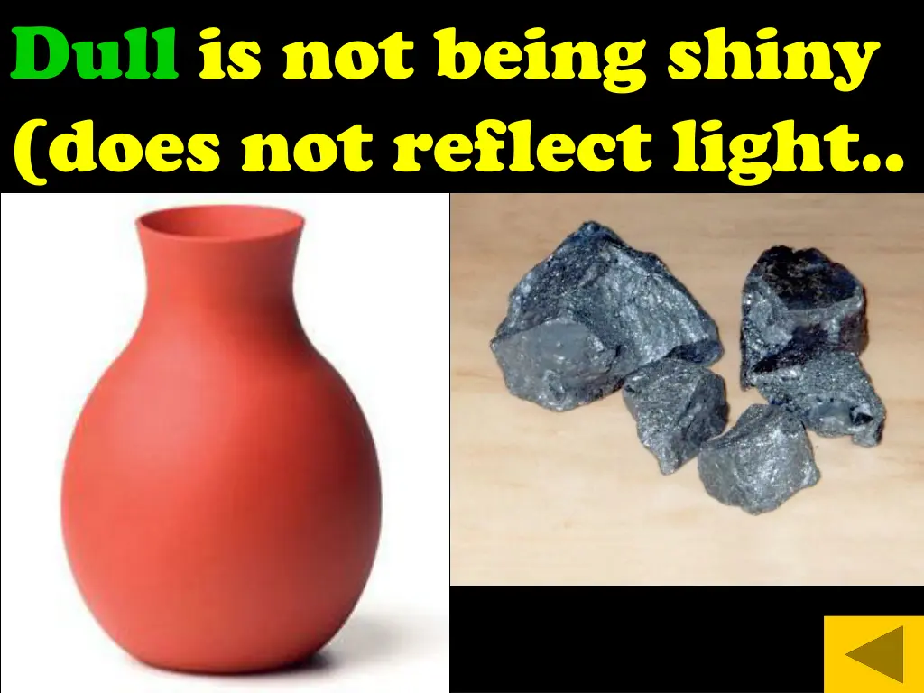 dull is not being shiny does not reflect light