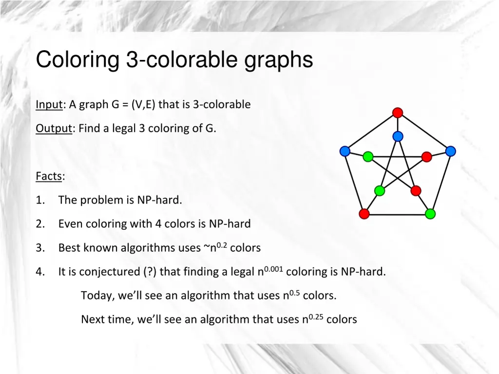 coloring 3 colorable graphs