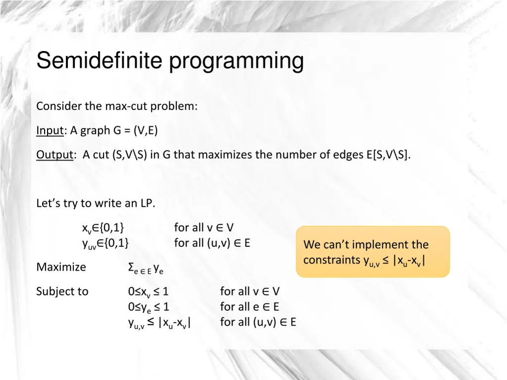 semidefinite programming 1