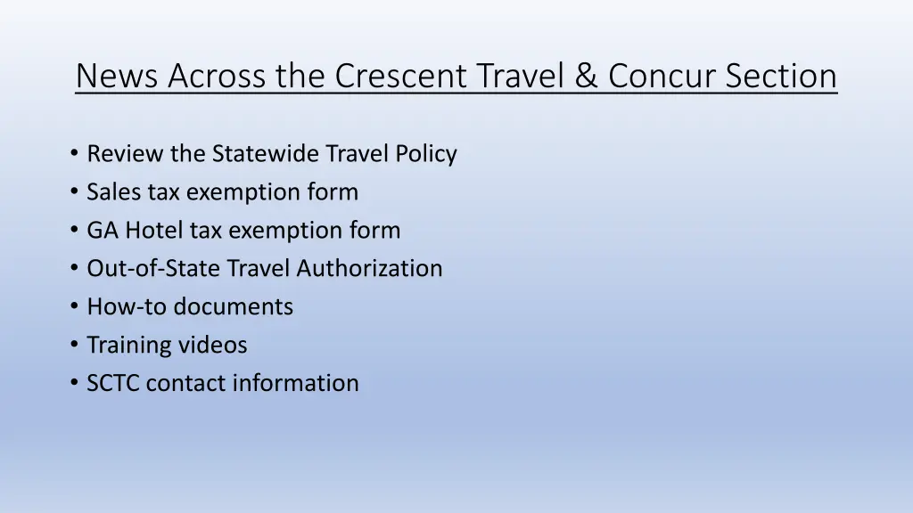 news across the crescent travel concur section