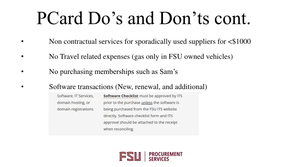 pcard do s and don ts cont