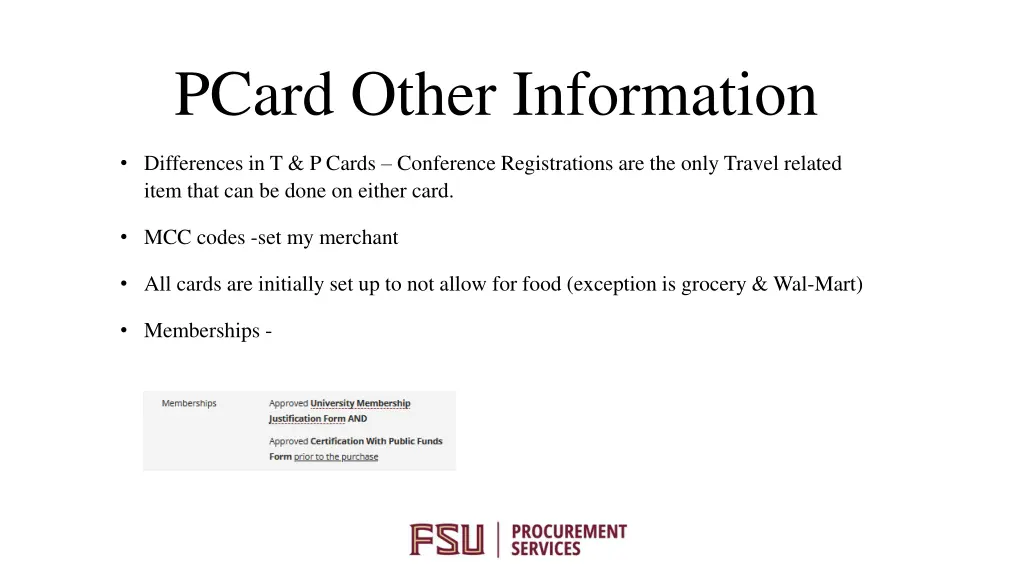pcard other information