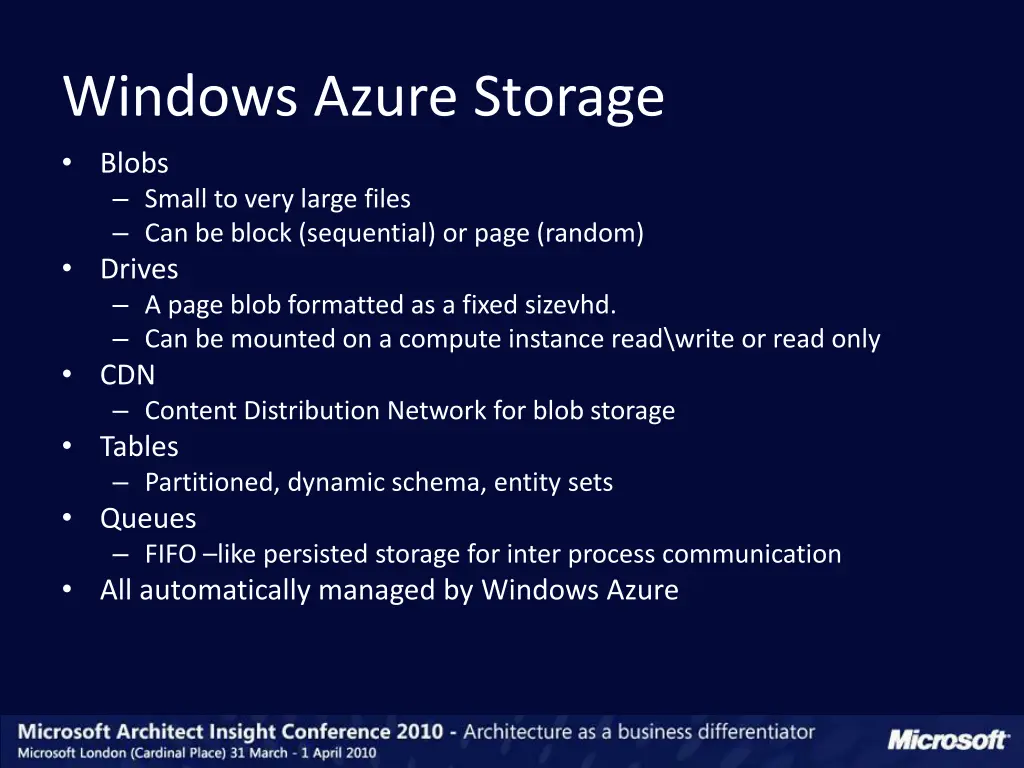 windows azure storage blobs small to very large