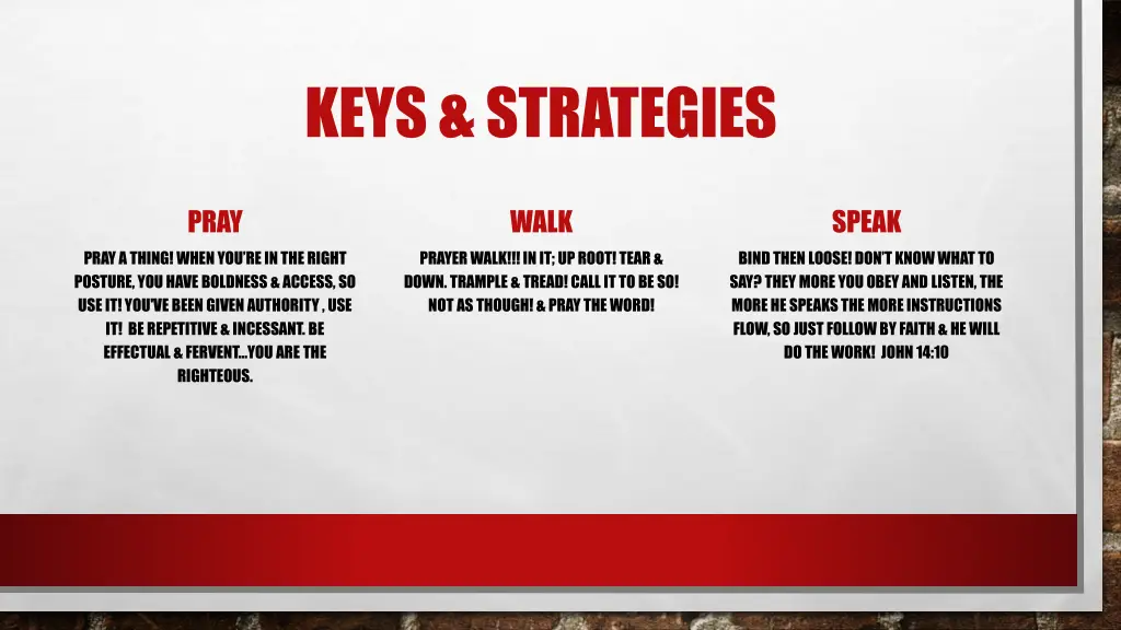 keys strategies