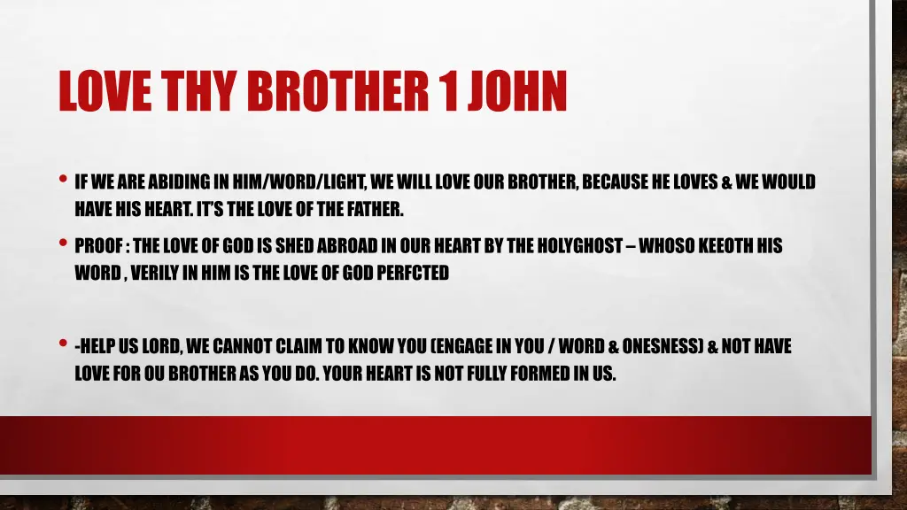 love thy brother 1 john