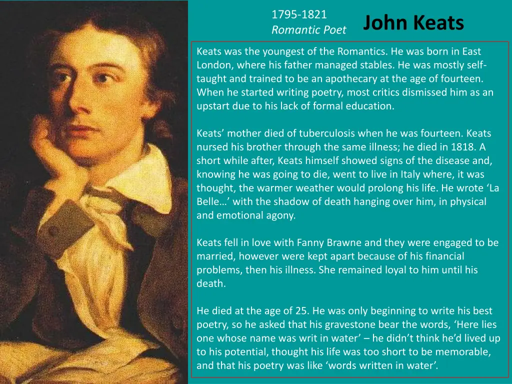 1795 1821 romantic poet