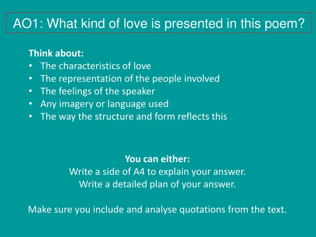 ao1 what kind of love is presented in this poem