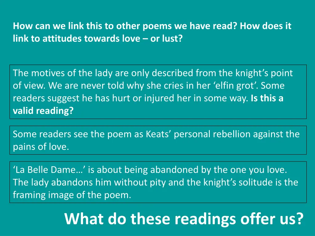 how can we link this to other poems we have read