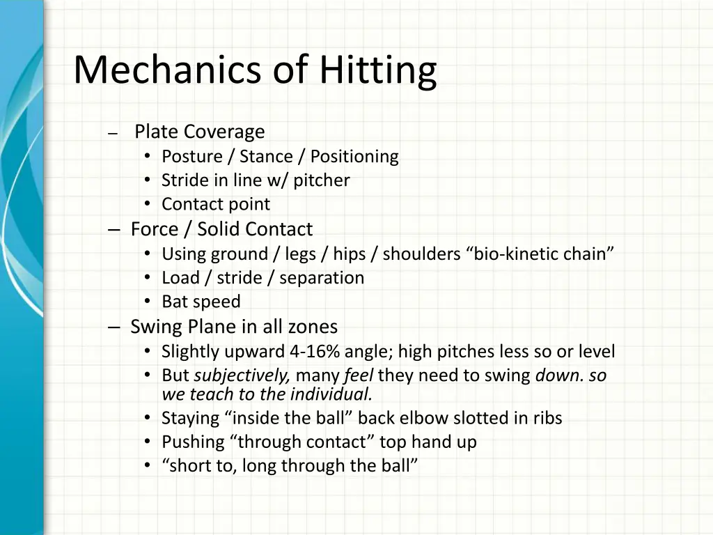 mechanics of hitting