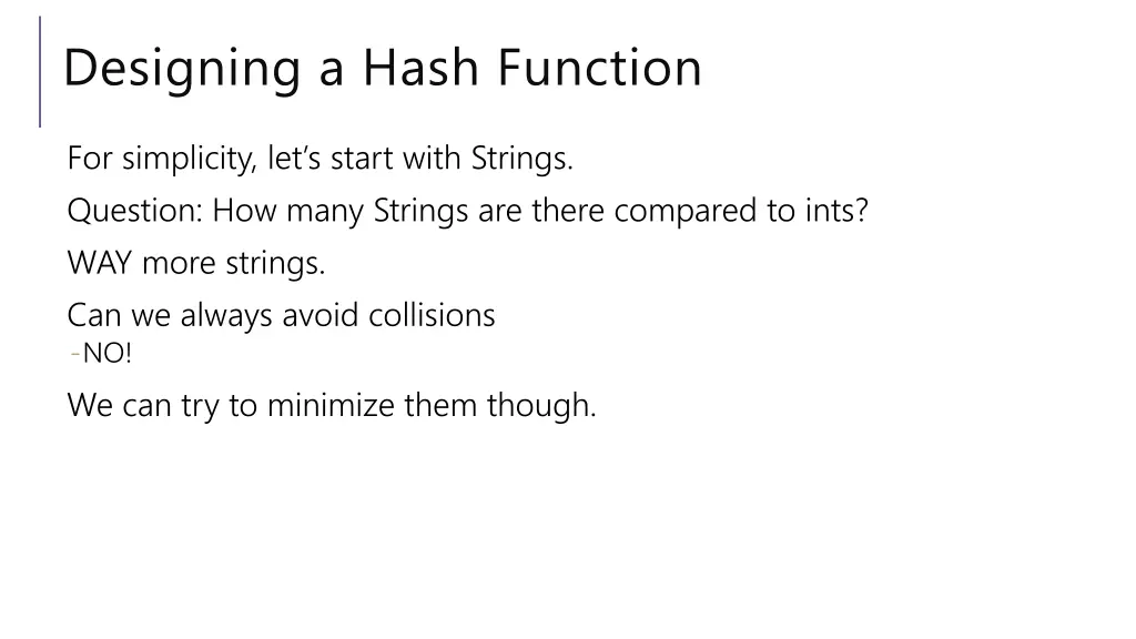 designing a hash function
