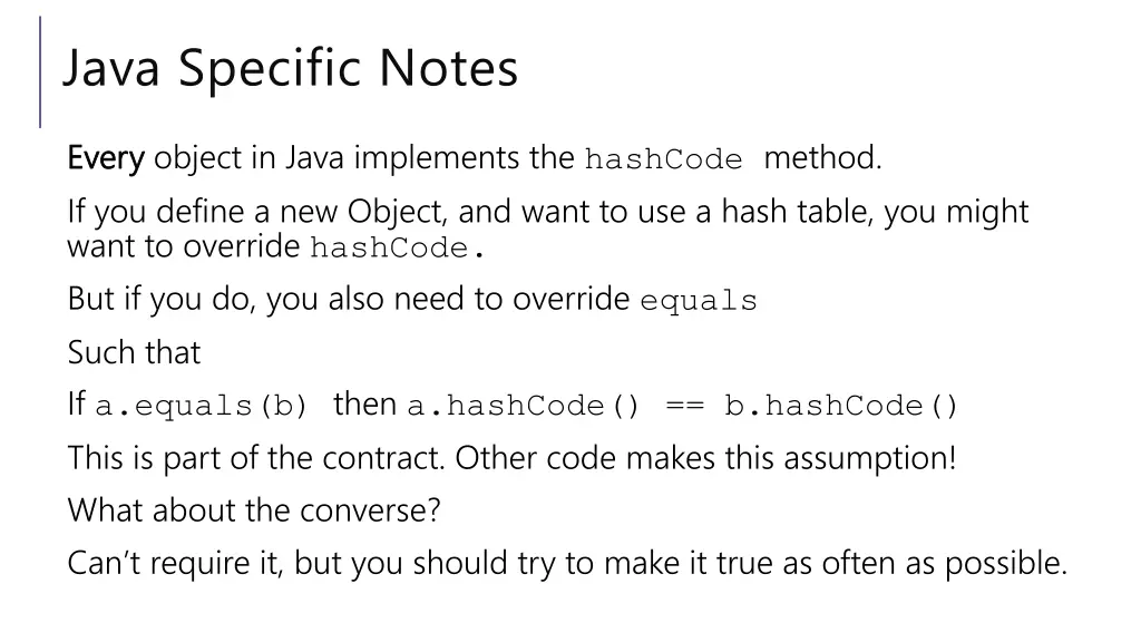 java specific notes