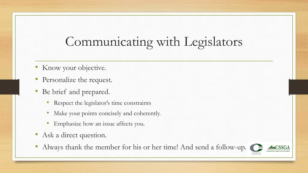 communicating with legislators