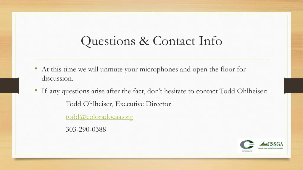 questions contact info