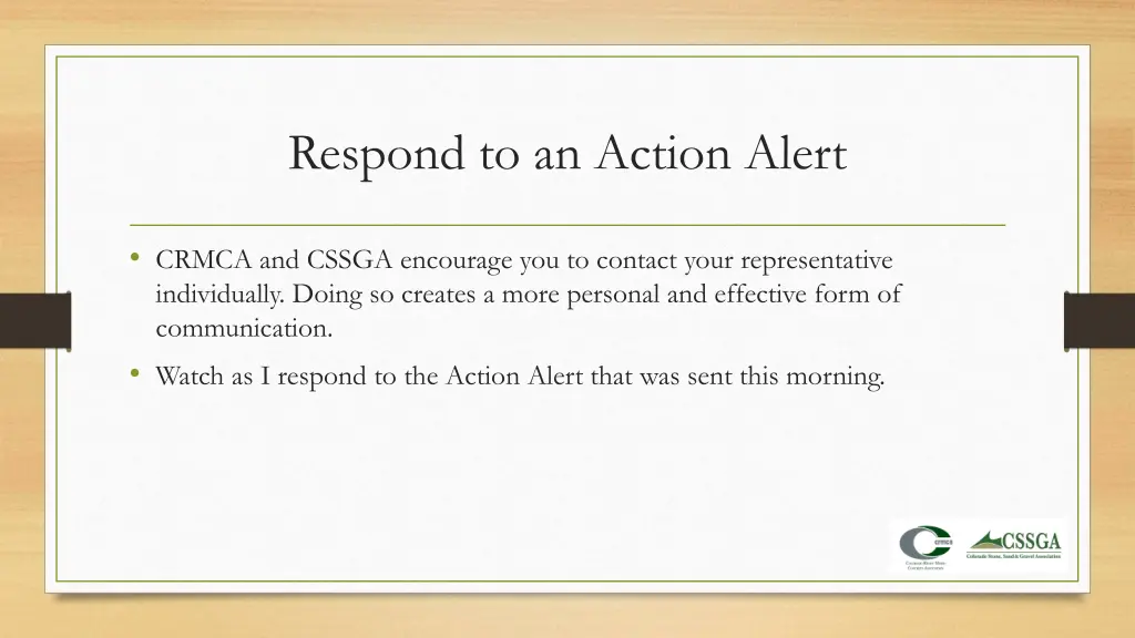 respond to an action alert