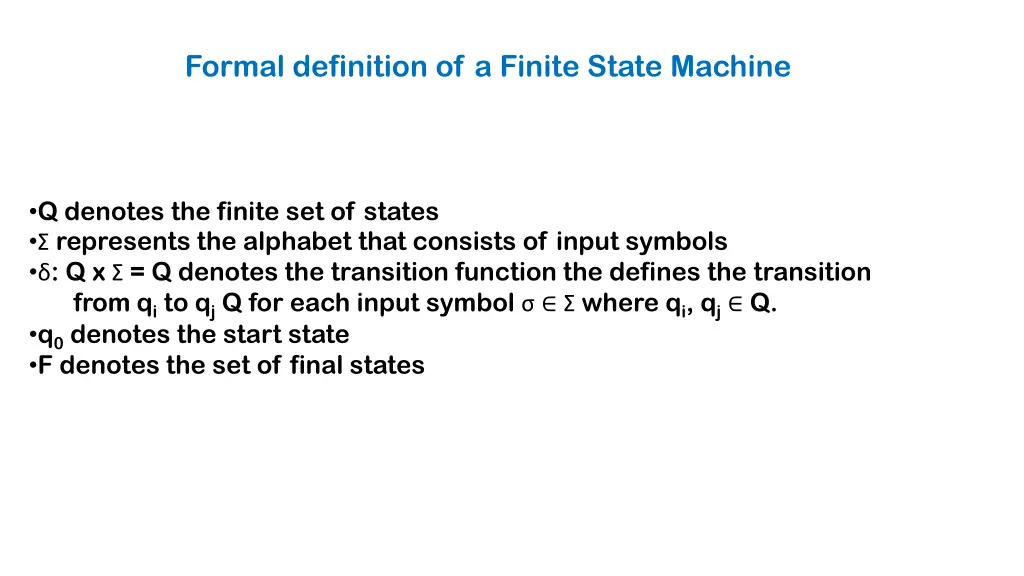 formal definition of a finite state machine 1