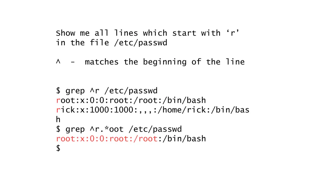 show me all lines which start with r in the file