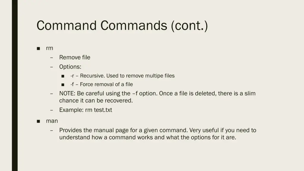 command commands cont