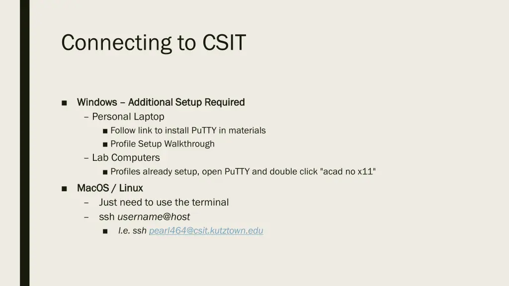 connecting to csit