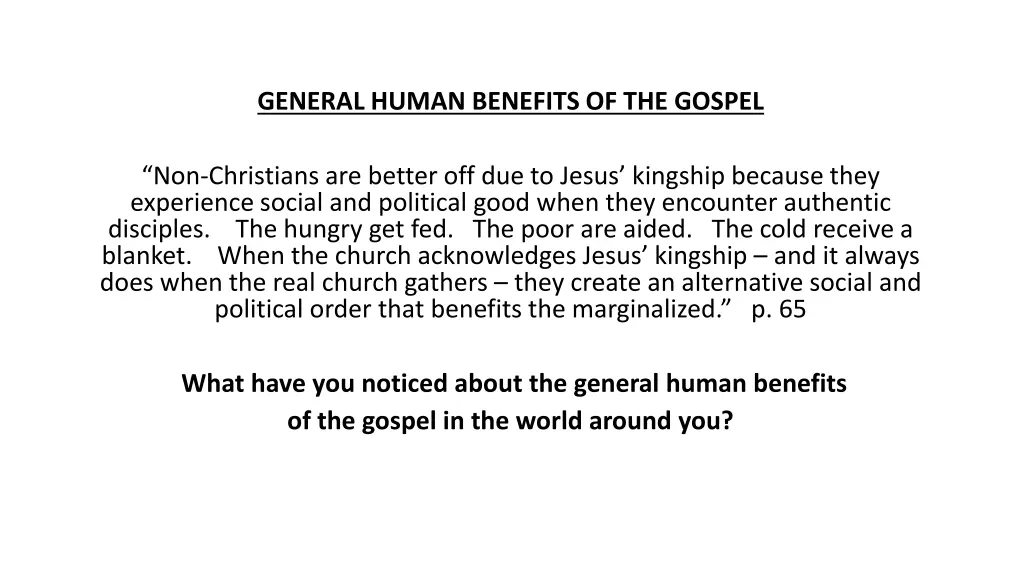 general human benefits of the gospel