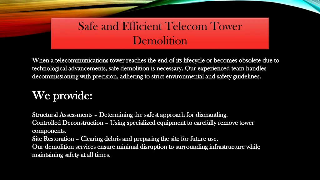 safe and efficient telecom tower demolition
