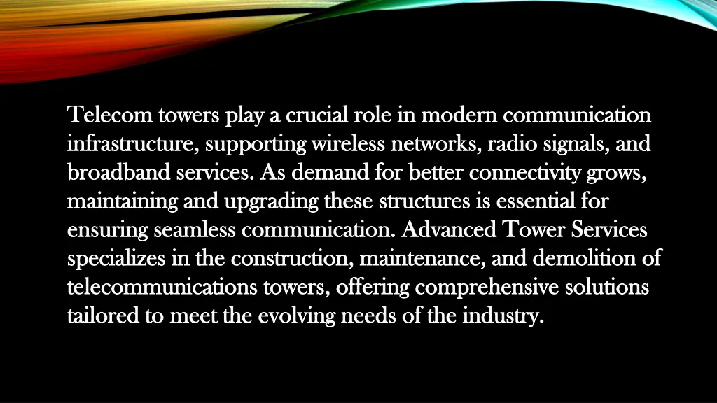 telecom towers play a crucial role in modern