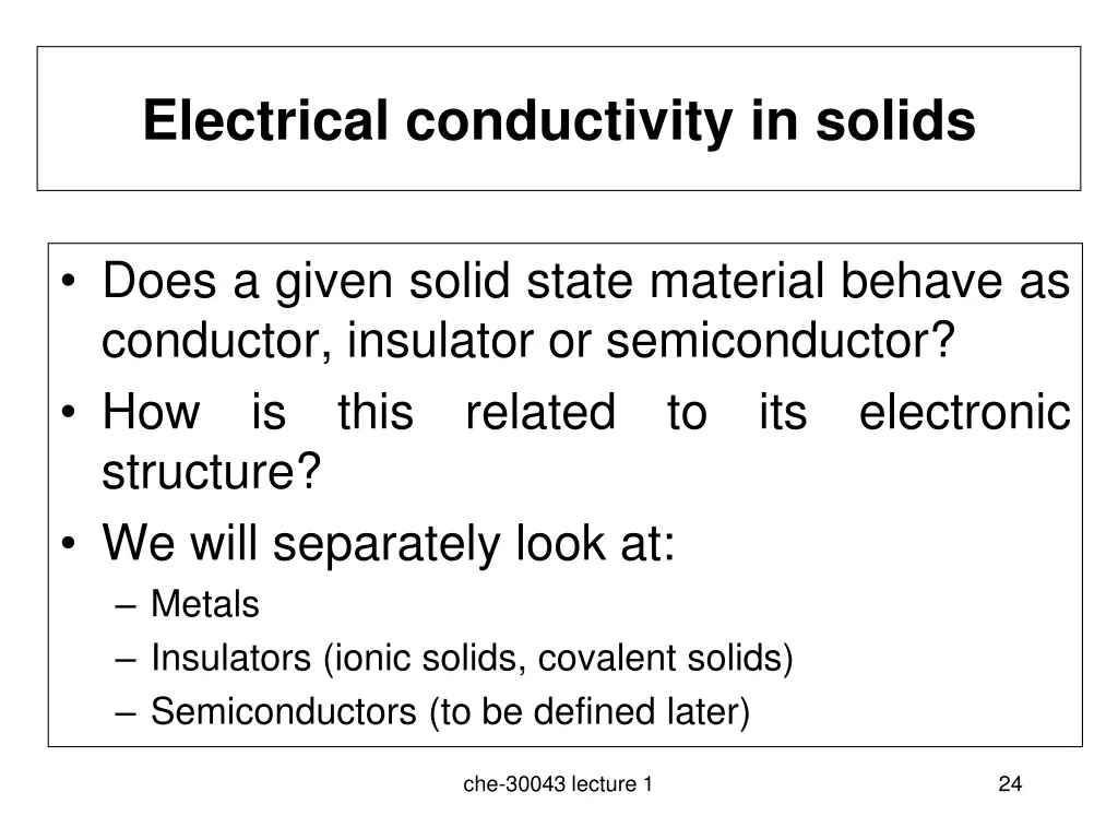 electrical conductivity in solids