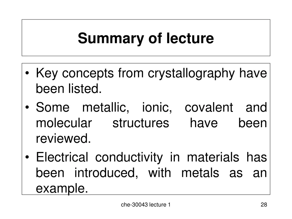 summary of lecture