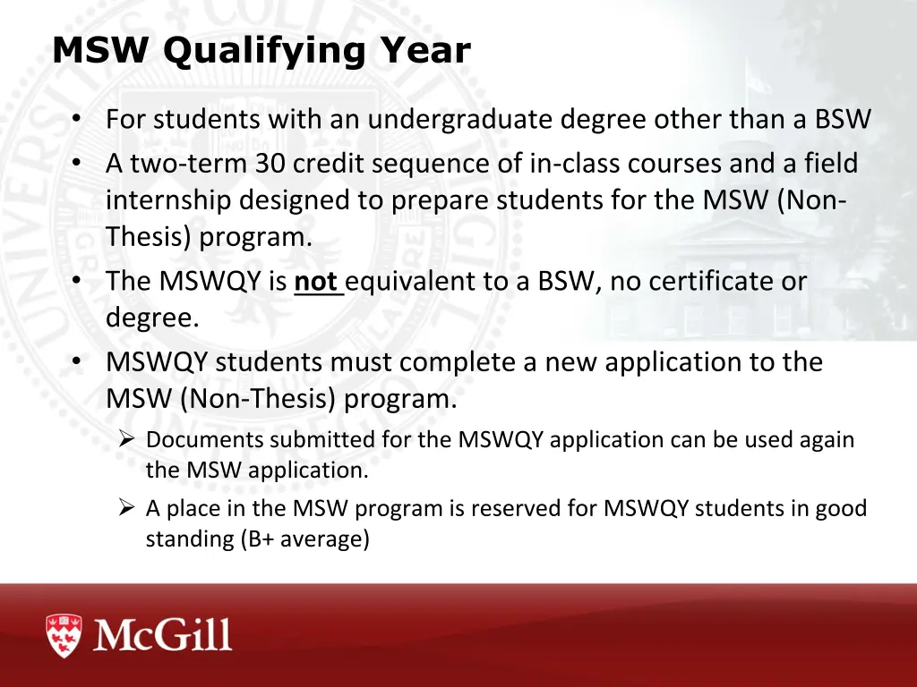 msw qualifying year