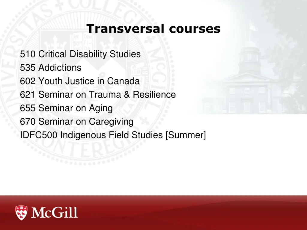 transversal courses