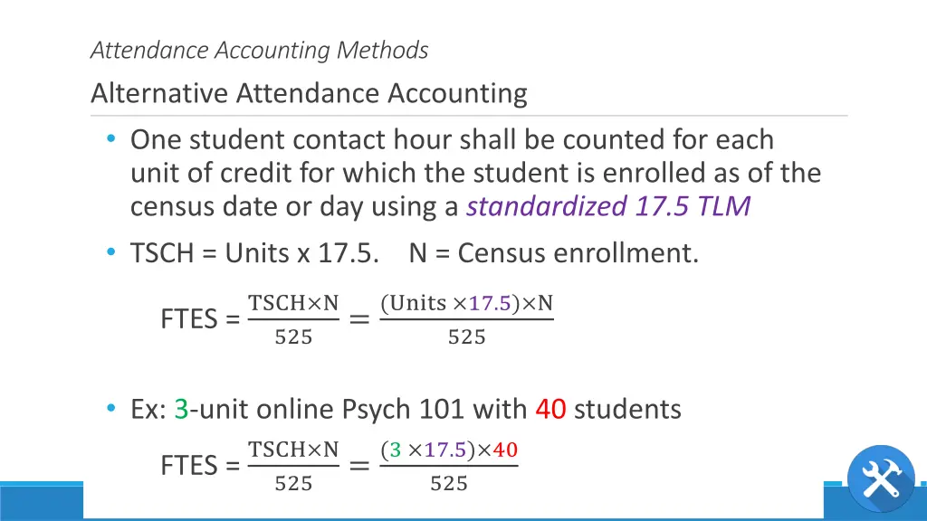 attendance accounting methods alternative